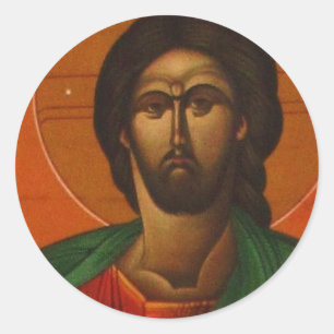 GREEK ORTHODOX ICON JESUS CHRIST RUNDER AUFKLEBER