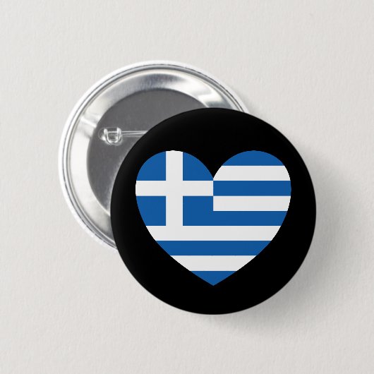 Greek Pride Flag Love Heart Button (Vorne & Hinten)