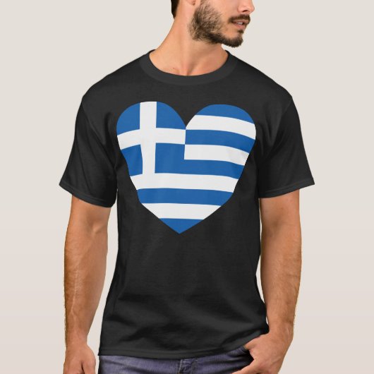 Greek Pride Flag Love Heart T-Shirt (Vorderseite)