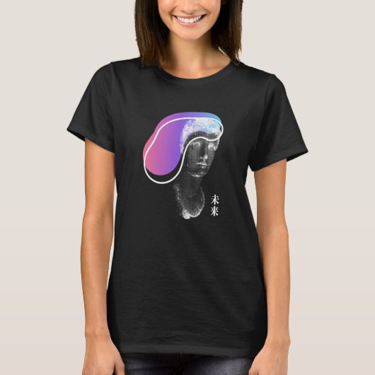 Greek Statue Artsy Vaporwave Retrowave Kanji T-Shirt (Vorderseite)