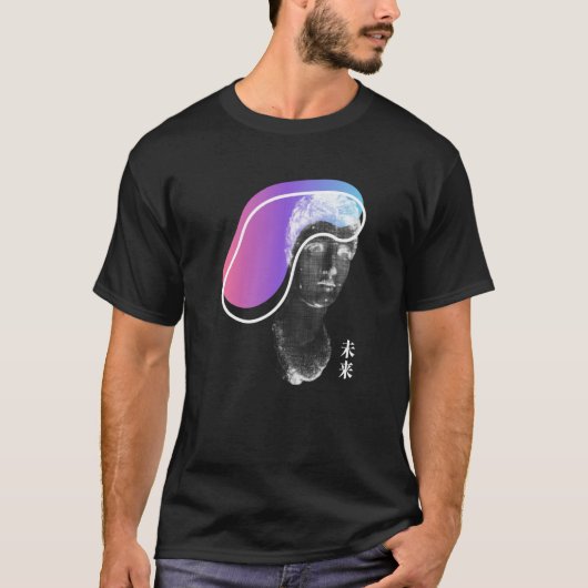 Greek Statue Artsy Vaporwave Retrowave Kanji T-Shirt (Vorderseite)