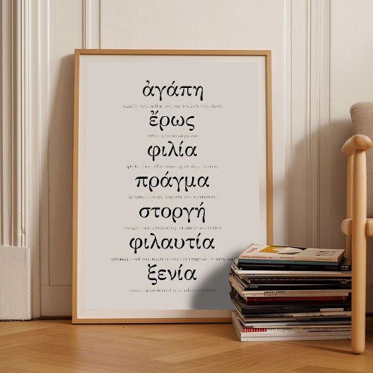 Greek Words for Love Print Wedding Print Engagemen Poster