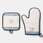 Greek Yiayia Greek Grandmother Gold Greek Key Ofenhandschuh & Topflappen-Set (Vorderseite)