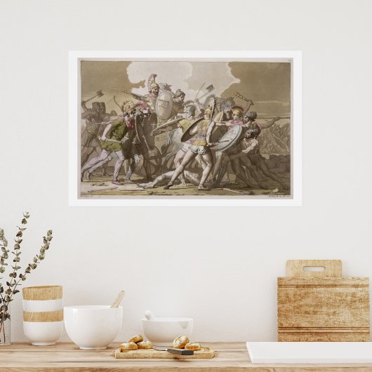 Greeks and Trojans Fight over the Body of Patroclu Poster (Küche)