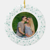 | Greem Ditsy Snowflake Foto Keramik Ornament (Hinten)