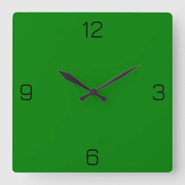 Green 008000 Color - Mit der Option, einen Namen h Quadratische Wanduhr