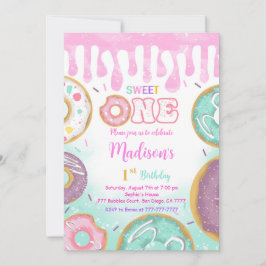 Green 1. Geburtstag Donut Party Einladung