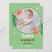 Green 1. Geburtstag Schmetterling Einladung mit Fo (Vorne/Hinten)