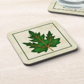 Green 1 Leaf Fall Season Themed Cork Untersetzer (Linke Seite)