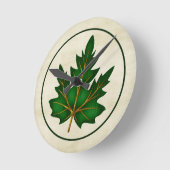 Green 1 Leaf Fall Season Thunder Round Wall Clock Runde Wanduhr (Winkel)