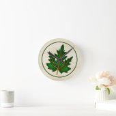 Green 1 Leaf Fall Season Thunder Round Wall Clock Runde Wanduhr (Zuhause)