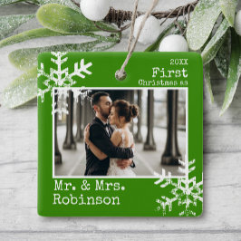 Green 1 Weihnachten Mr. & Mrs. Foto Keramikornament