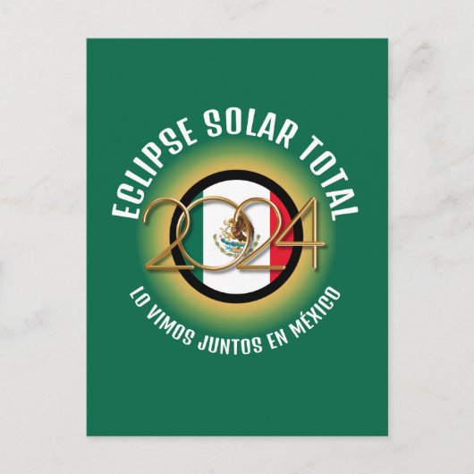 Green 2024 INSGESAMT SOLAR ECLIPSE Mexiko Postkarte (Vorderseite)