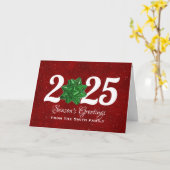 Green 2025 Christmas Bow von der Familie Karte (Gelbe Blume)