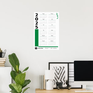 Green 2025 Corporate Wall Calendar Poster