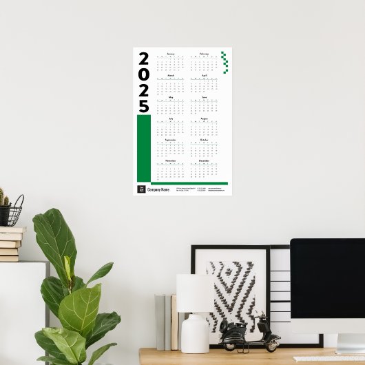 Green 2025 Corporate Wall Calendar Poster (Heimbüro)