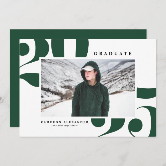 Green 2025 Fett Typografy Foto Abschluss Ankündigung (Vorne/Hinten)