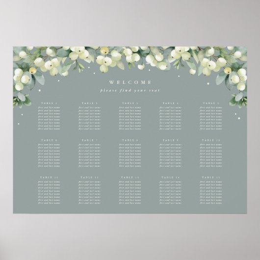 Green 28x20" 15 Tische mit 8 Sitzen Chart Poster (Vorne)