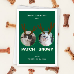 Green 2 Pet Foto Meowy Weihnachtskarte Feiertagskarte
