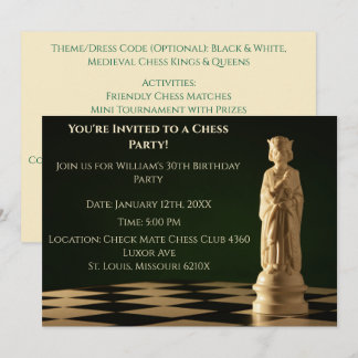 Green 30. Geburtstag Party Schach King Einladung