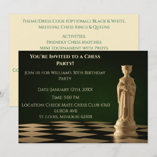Green 30. Geburtstag Party Schach Königin Einladung
