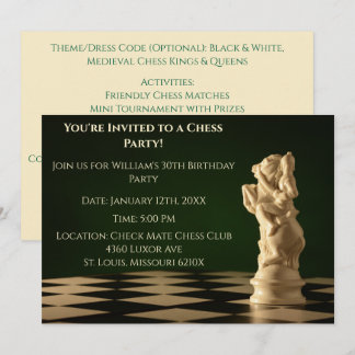 Green 30. Geburtstag Party Schach Ritter Einladung