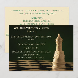 Green 30. Geburtstag Party Schach Rook Einladung