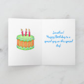 Green 3 Birthday Card mit Cake Karte (Innenseite)