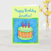 Green 3 Birthday Card mit Cake Karte (Gelbe Blume)
