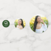 Green 3 Foto Abschluss Moderne Script Hearts Cap Konfetti (Rückseiten)