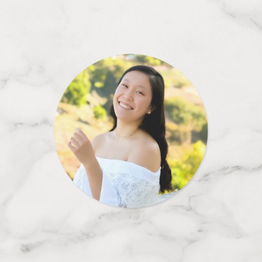 Green 3 Foto Abschluss Moderne Script Hearts Cap Konfetti (Klein Vorderseite)