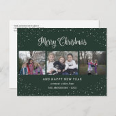 Green 3 Foto Collage Calligraphy Feiertagspostkarte (Vorne/Hinten)