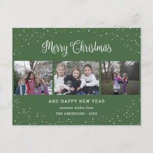 Green 3 Foto Collage Calligraphy Holiday Postcard Feiertagspostkarte