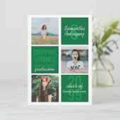 Green 3-Foto Fun Boxes Abschluss Einladung (Stehend Vorderseite)