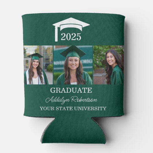 Green 3 Foto Graduation Cap Class 2025 Dosenkühler (Rückseite)