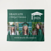 Green 3 Foto Graduation Cap Class 2025 Wandteppich (Vorderseite (Horizontal))