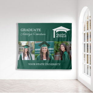 Green 3 Foto Graduation Cap Class 2025 Wandteppich