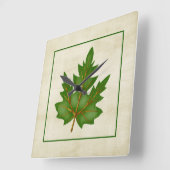 Green 3 Leaf Fall Season Themed Square Uhr (Winkel)