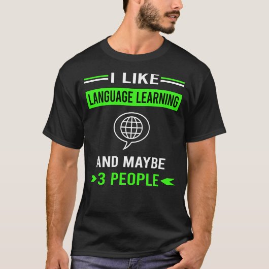 Green 3 People Language Learning T-Shirt (Vorderseite)