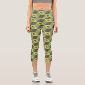 Green 3d Squares Capri Leggings (Vorderseite)