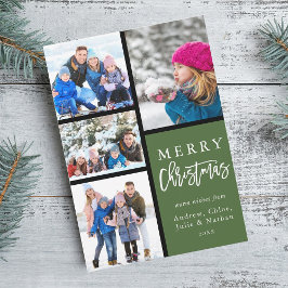 Green 4 Foto Collage Moderne frohe Weihnachten