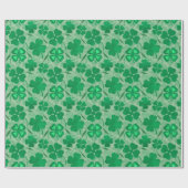 Green 4 Leaf Clovers St. Patricks Day Geschenkpapier (Flach)