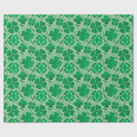 Green 4 Leaf Clovers St. Patricks Day Geschenkpapier (Flach)
