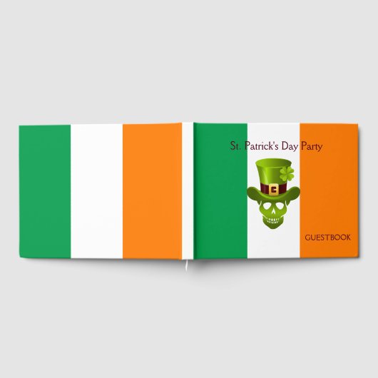 Green 4 Leaf Kleeblatt Skull mit Hut Gästebuch (Voll)
