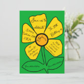 Green 50. Geburtstag Gold Doodle Blume Einladung (Stehend Vorderseite)