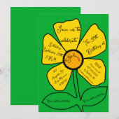 Green 50. Geburtstag Gold Doodle Blume Einladung (Vorne/Hinten)