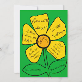 Green 50. Geburtstag Gold Doodle Blume Einladung