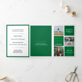 Green 5-Foto Fun Boxes Abschluss Dreifach Gefaltete Einladung