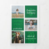 Green 5-Foto Fun Boxes Abschluss Dreifach Gefaltete Einladung (Cover)