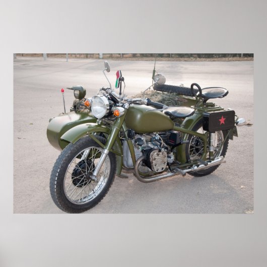 Green 750B-2 Motorrad mit Beiwagen Poster (Vorne)